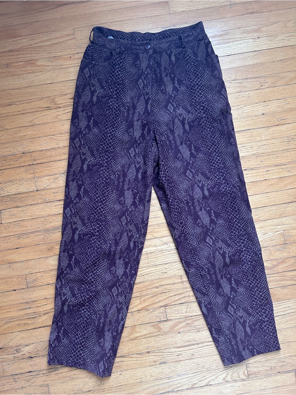 Brown snakeskin pattern trousers